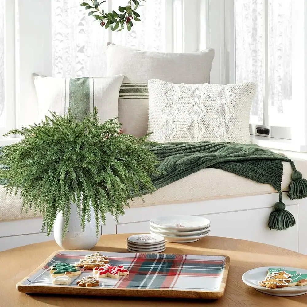 8 Pcs Christmas Norfolk Pine Branches, 19.7